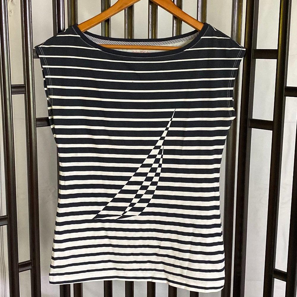 Nautica Navy Striped Illusion Tee S